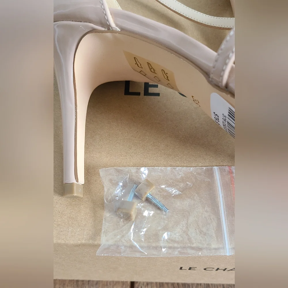 le chateau Nude Patent Pointed-Toe Strappy Ankle Pumps - Picture 7 of 16